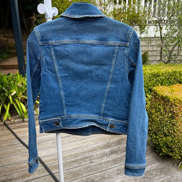 & Other Stories Cropped Denim Jean Jacket Mid Wash Lightly Distressed | Size 8 - Picture 10 of 13